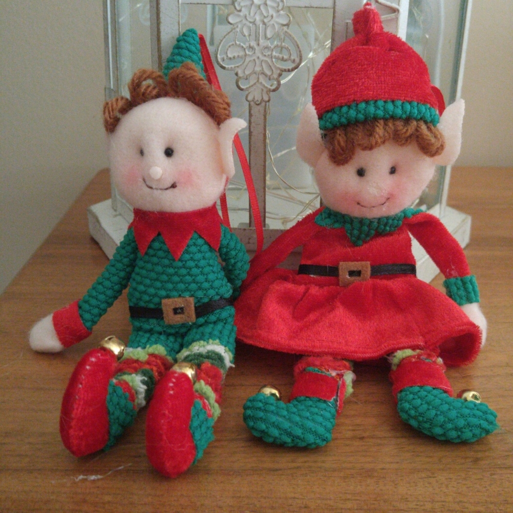 Boy and Girl Elf Ornaments